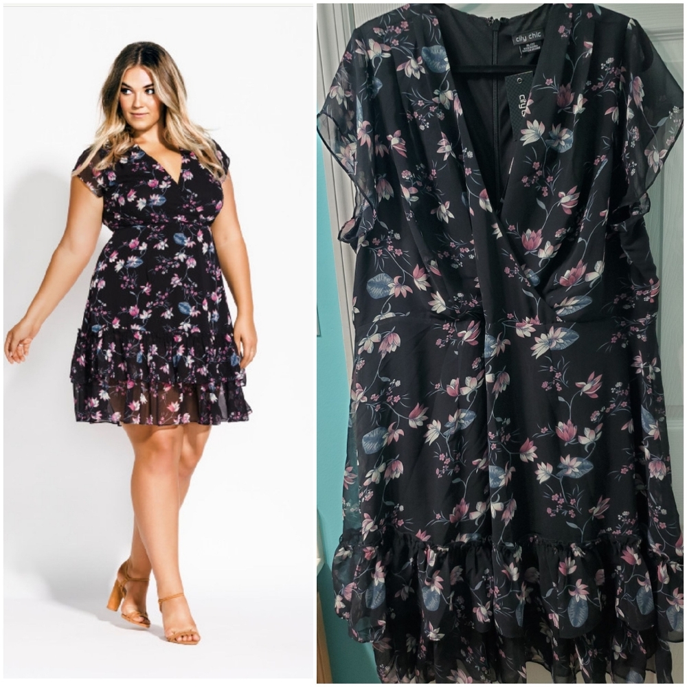 City chic chiffon floral dress 3x 22